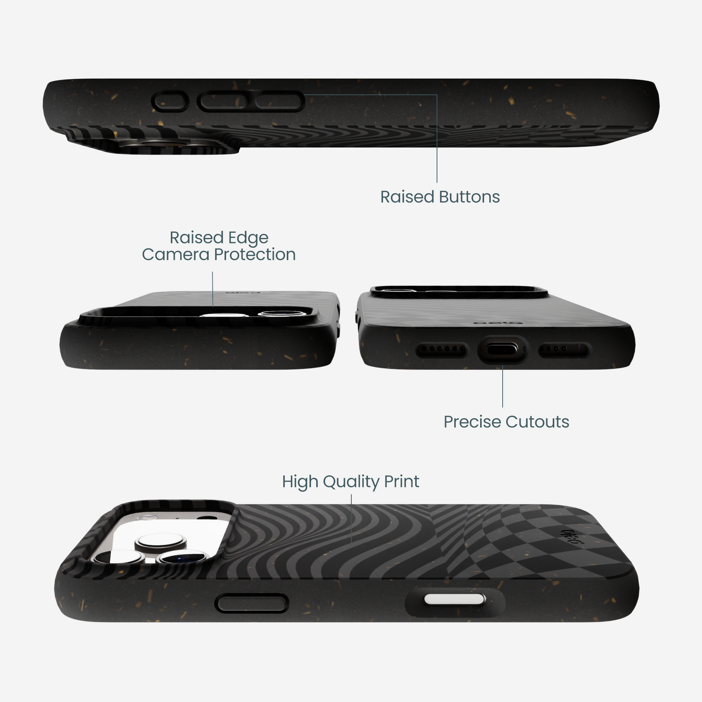Black Melted Checkers iPhone 17 Pro Max Case