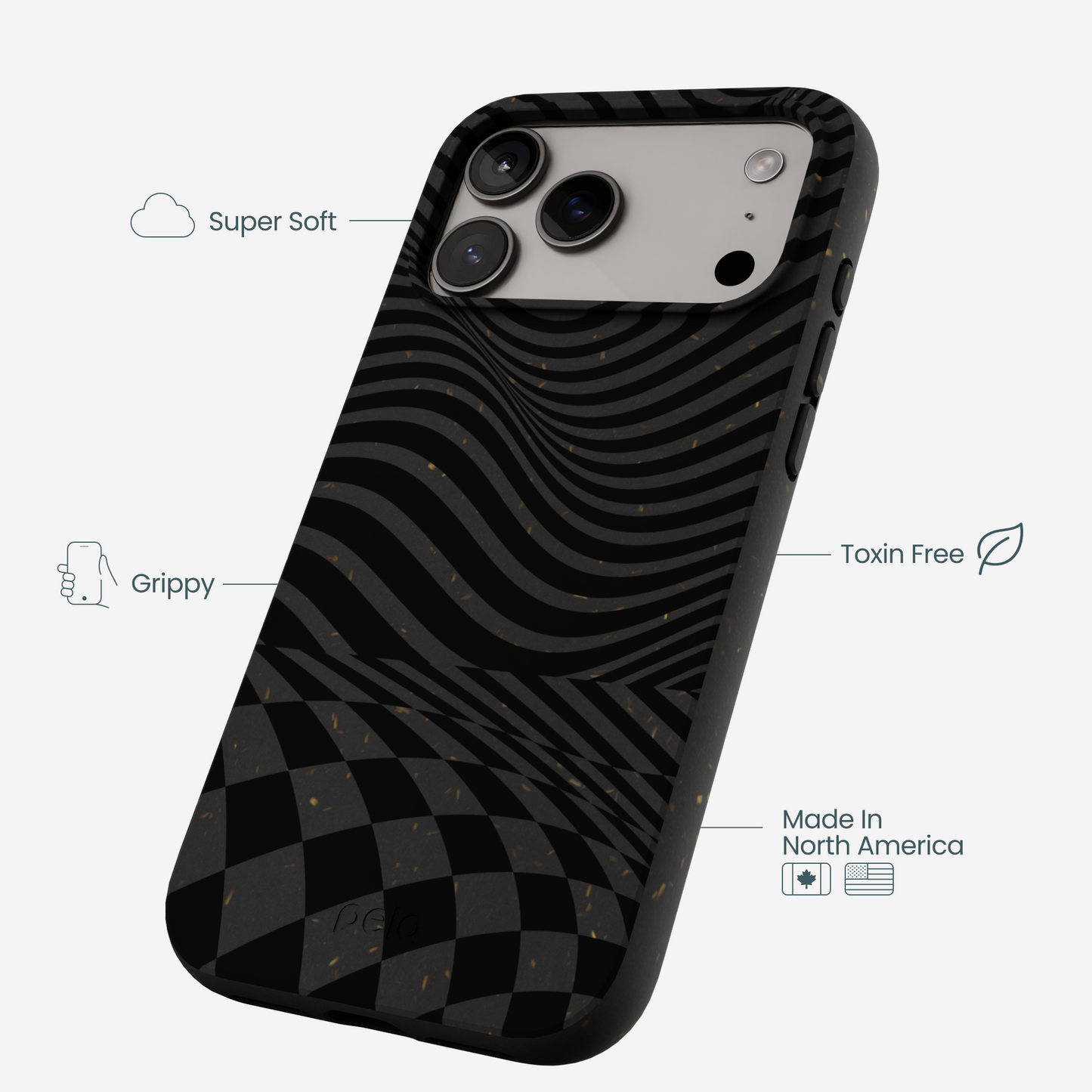 Black Melted Checkers iPhone 17 Pro Max Case