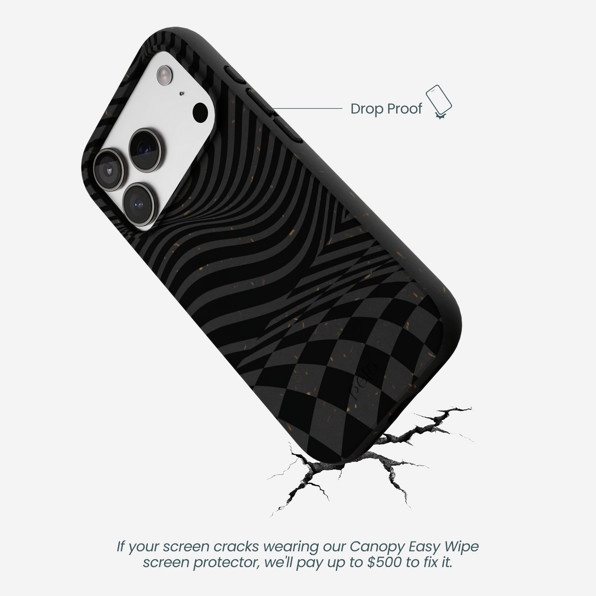 Black Melted Checkers iPhone 17 Pro Case