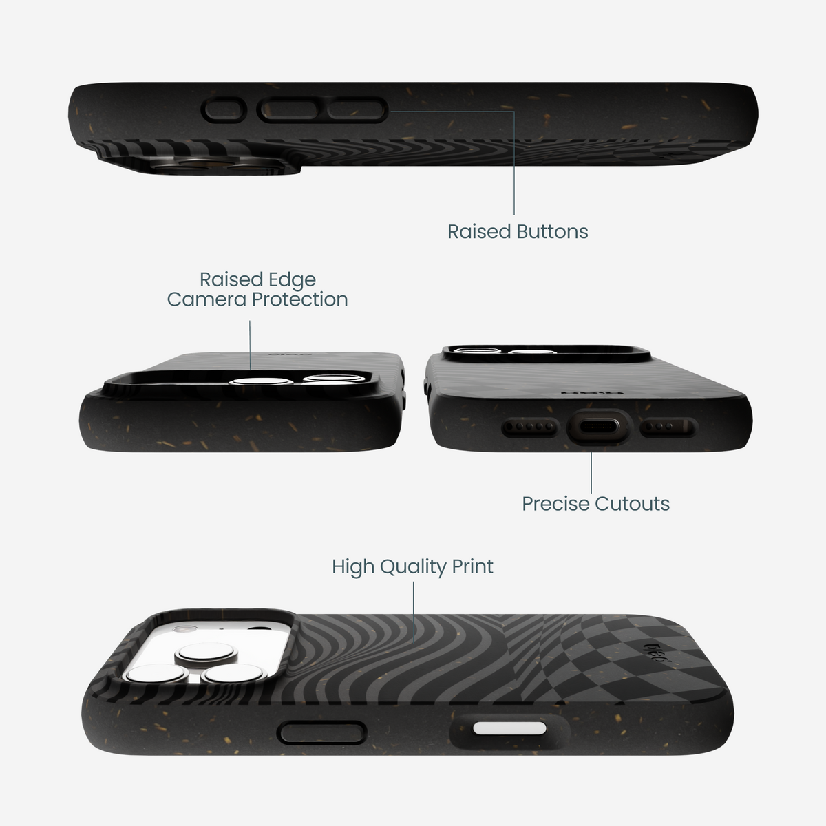 Black Melted Checkers iPhone 17 Pro Case