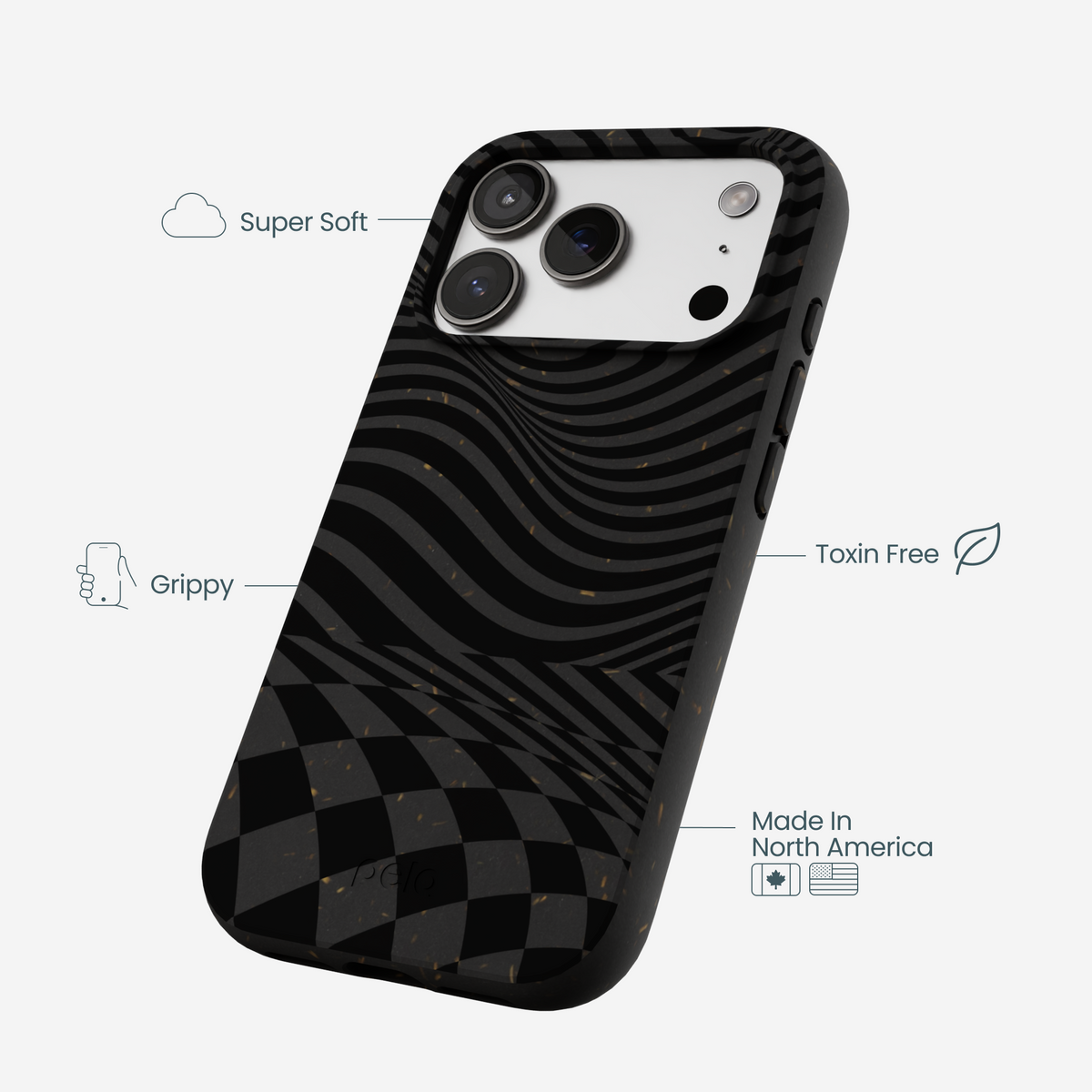Black Melted Checkers iPhone 17 Pro Case