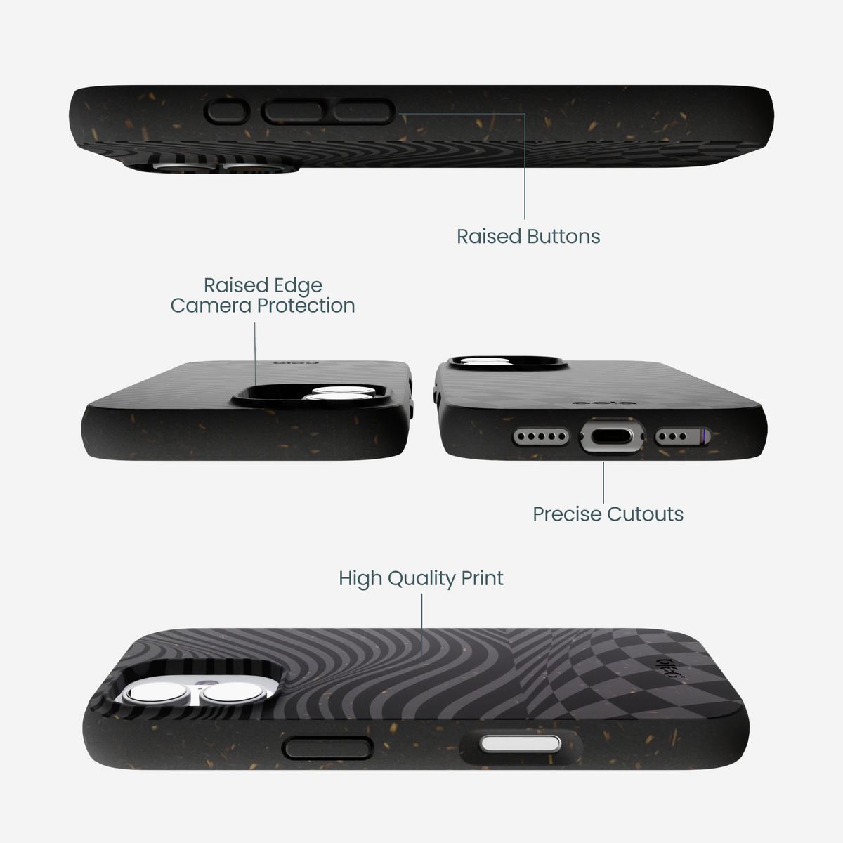 Black Melted Checkers iPhone 17 Case