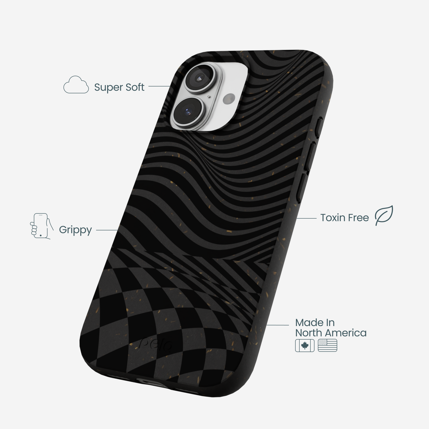 Black Melted Checkers iPhone 17 Case