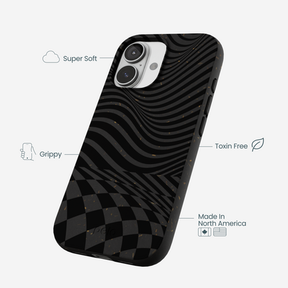 Black Melted Checkers iPhone 17 Case