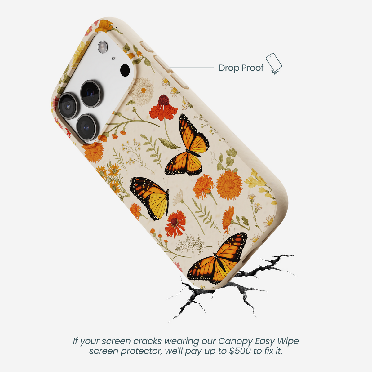 Seashell Monarch Butterfly iPhone 17 Pro Case
