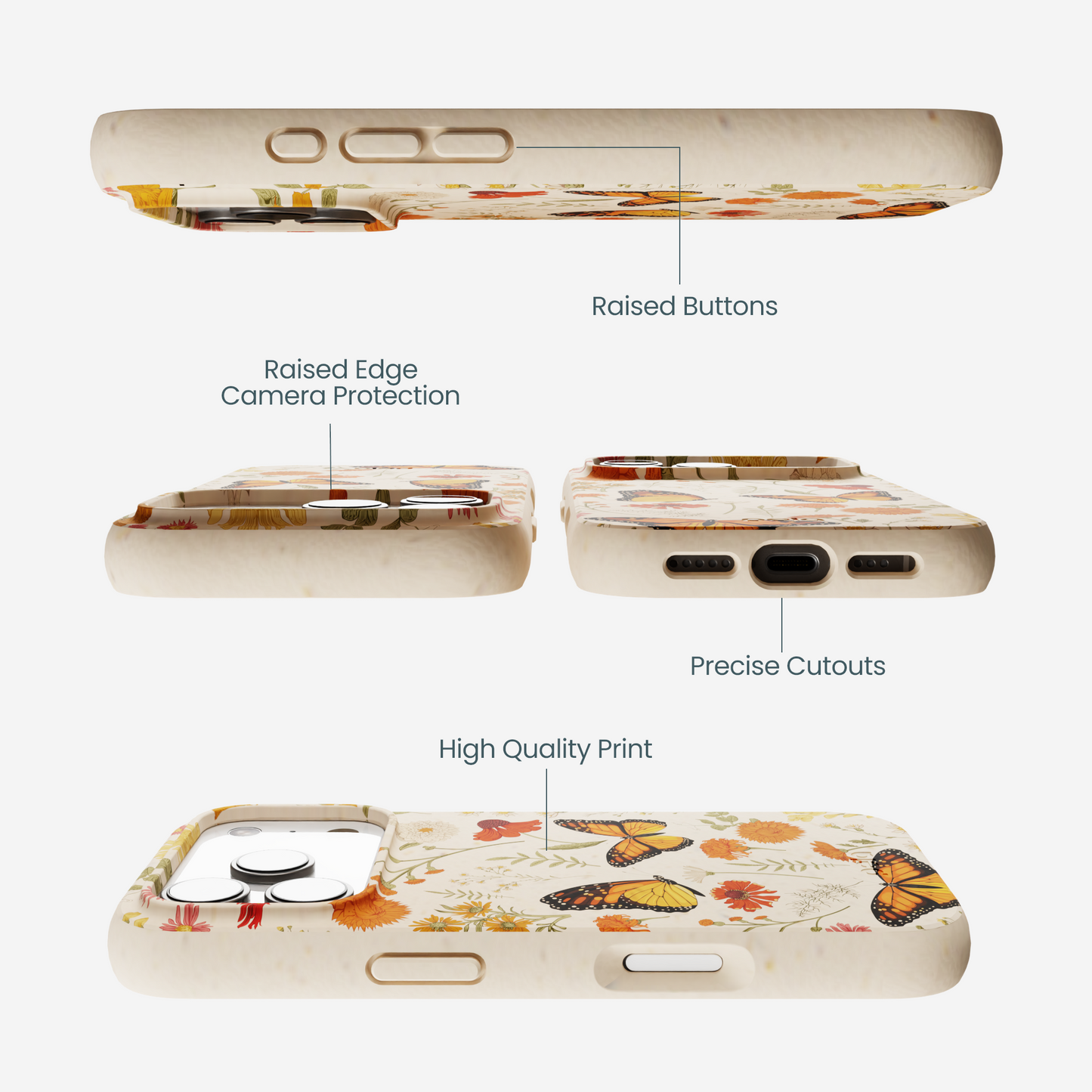 Seashell Monarch Butterfly iPhone 17 Pro Case