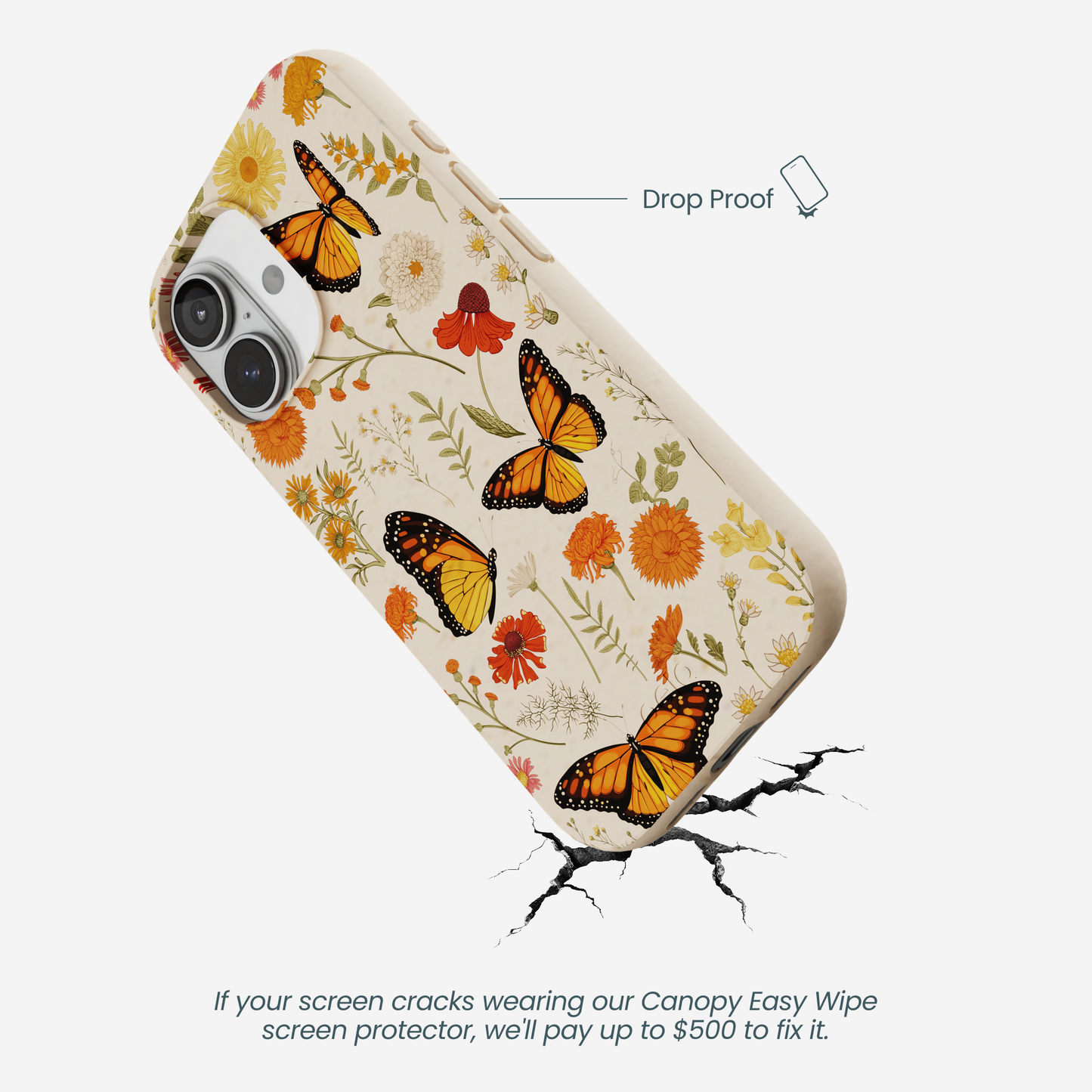 Seashell Monarch Butterfly iPhone 17 Case