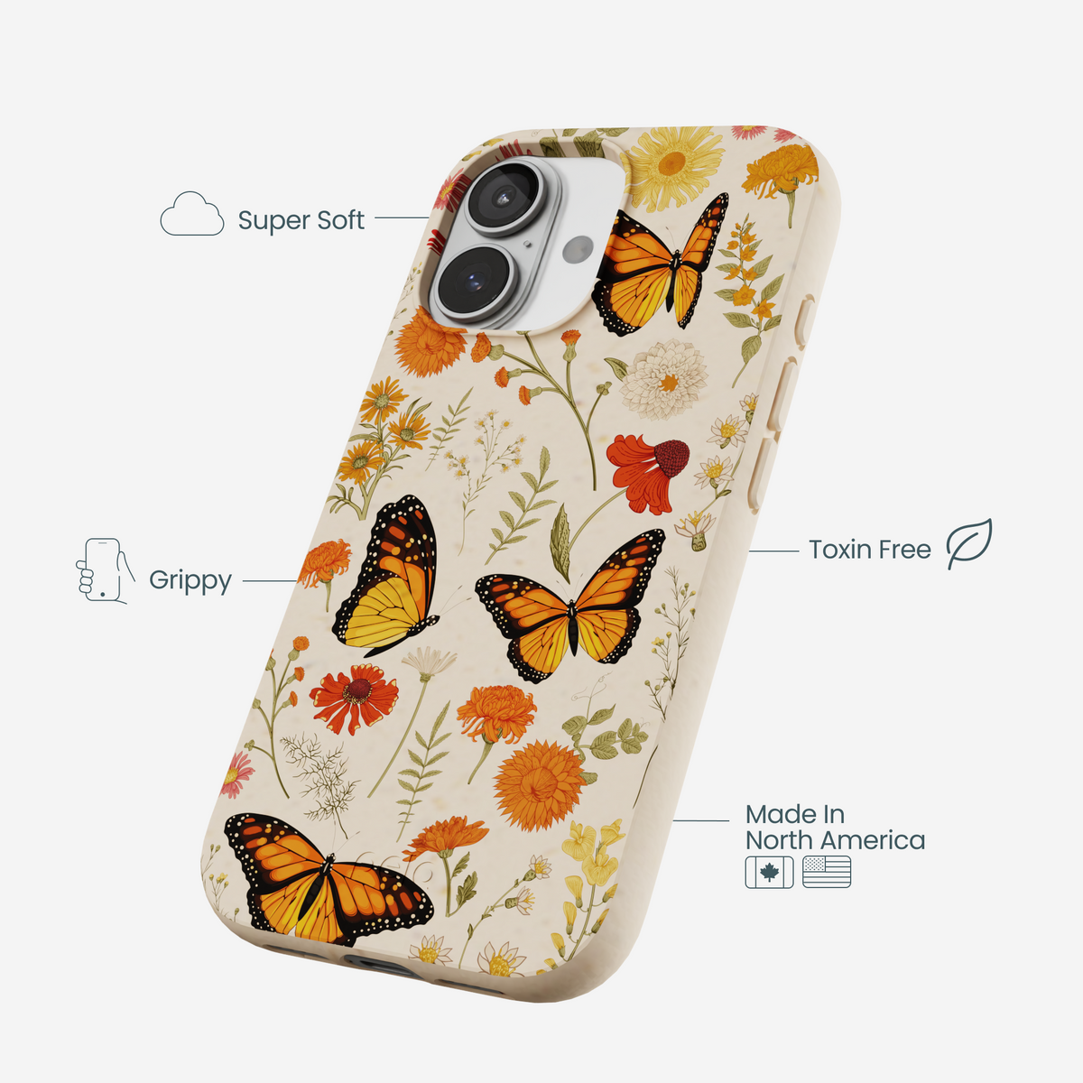 Seashell Monarch Butterfly iPhone 17 Case