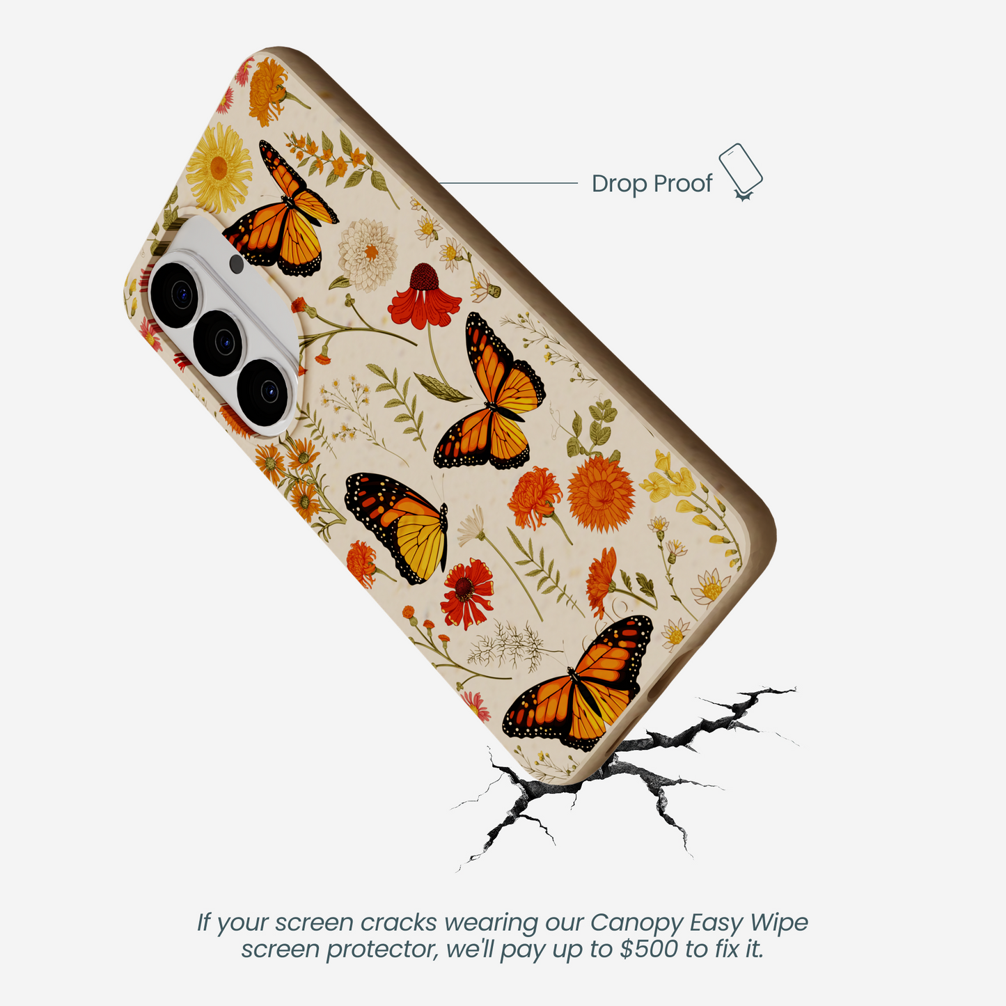 Seashell Monarch Butterfly Samsung Galaxy S26 Case