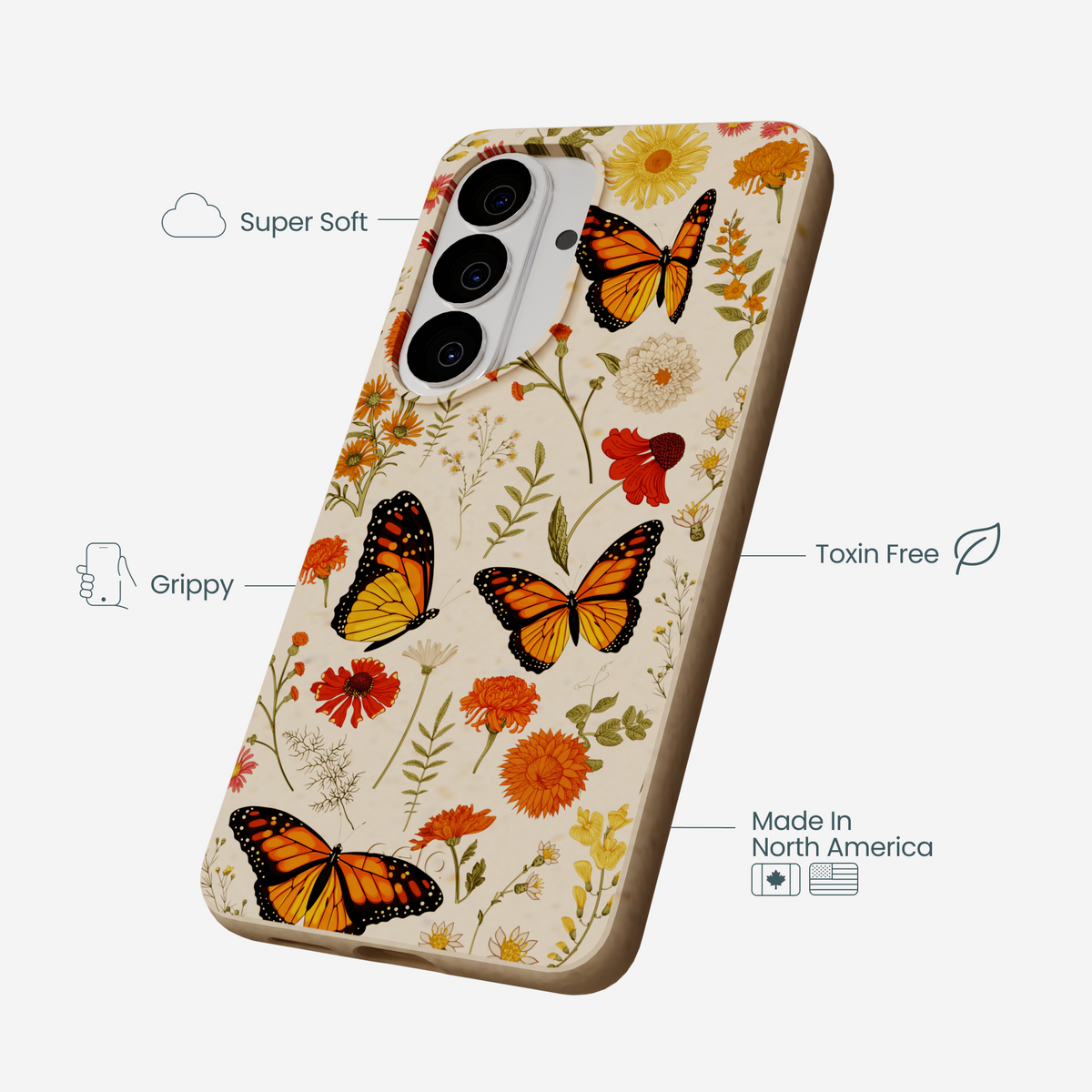 Seashell Monarch Butterfly Samsung Galaxy S26 Case