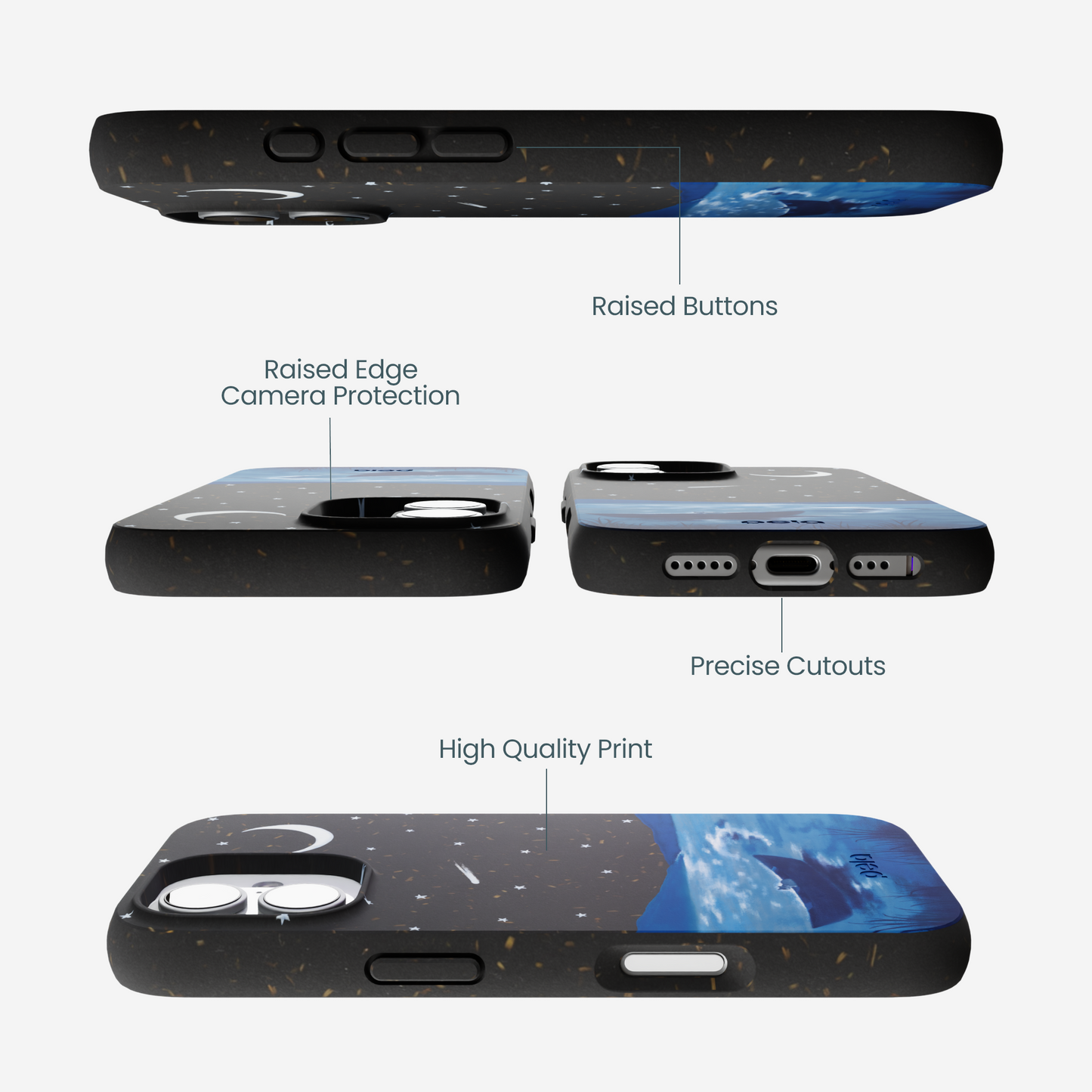 Black Moonlight Lake iPhone 17 Case
