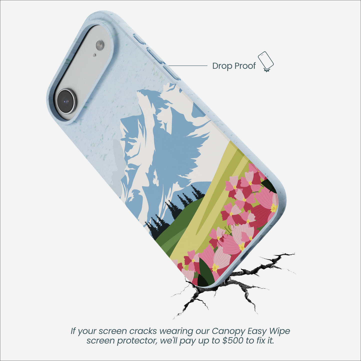 Powder Blue Mountains and Blooms iPhone 17 Air Case