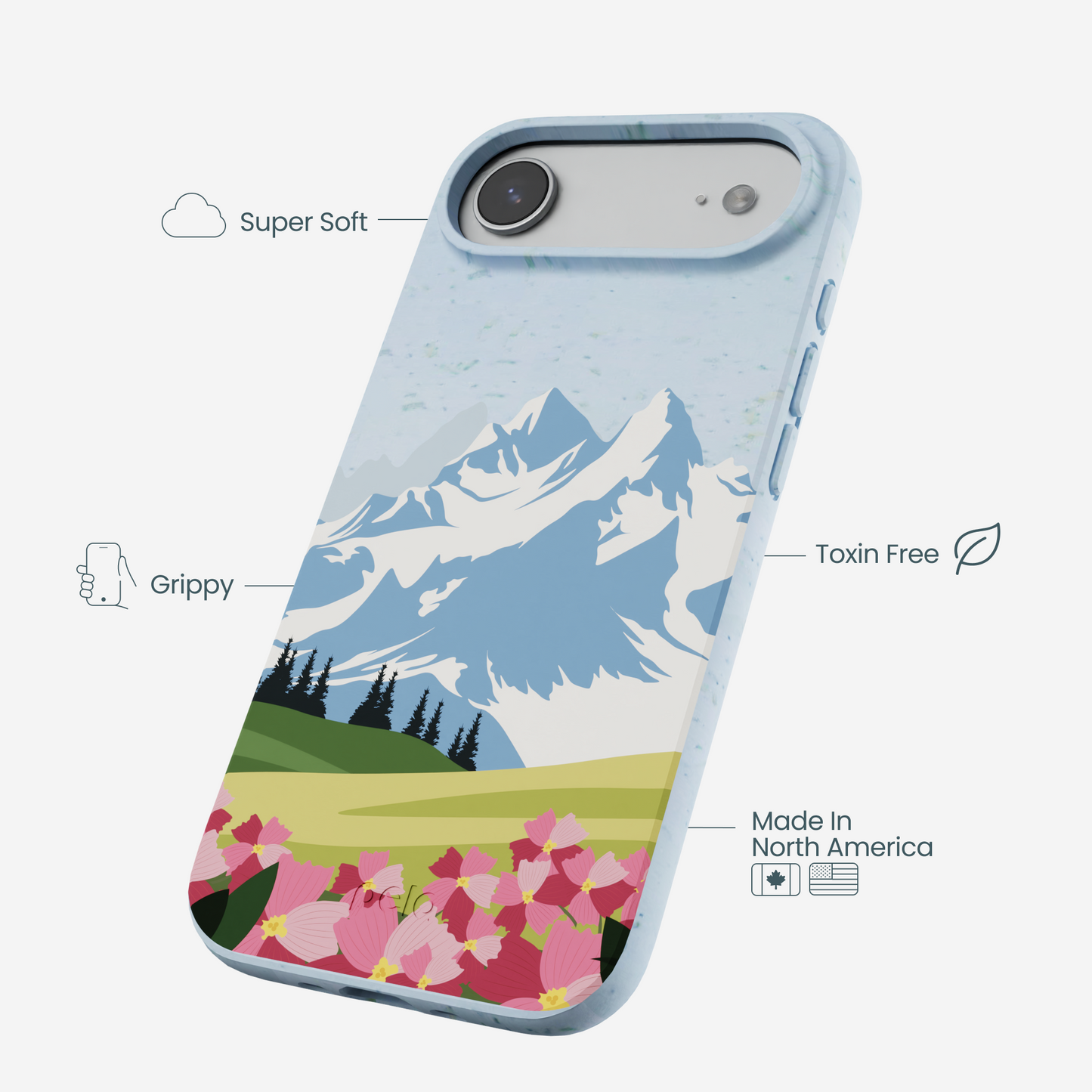 Powder Blue Mountains and Blooms iPhone 17 Air Case