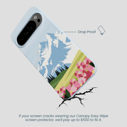 Powder Blue Mountains and Blooms Google Pixel 10 Pro XL Case