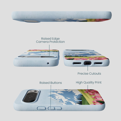Powder Blue Mountains and Blooms Google Pixel 10 Pro XL Case