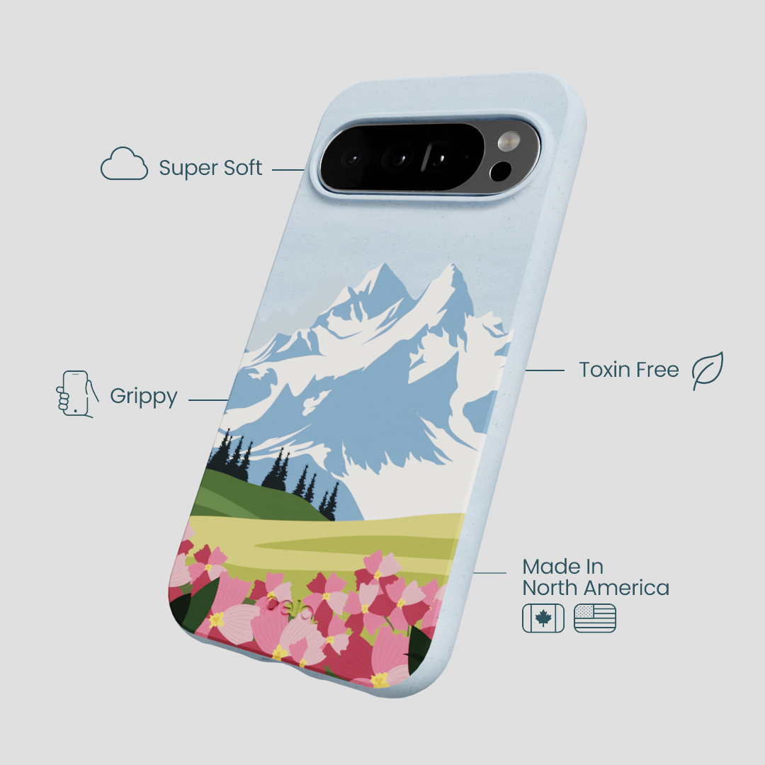 Powder Blue Mountains and Blooms Google Pixel 10 Pro XL Case