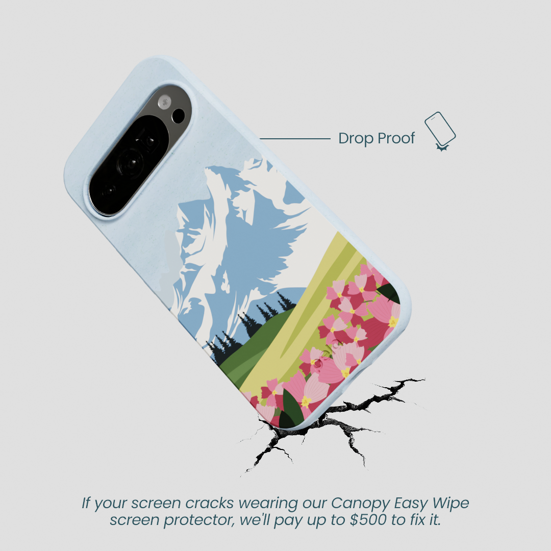 Powder Blue Mountains and Blooms Google Pixel 10/10 Pro Case