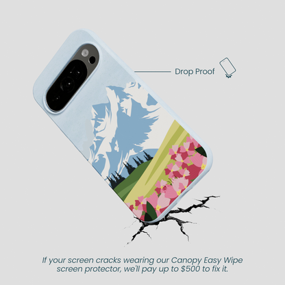 Powder Blue Mountains and Blooms Google Pixel 10/10 Pro Case