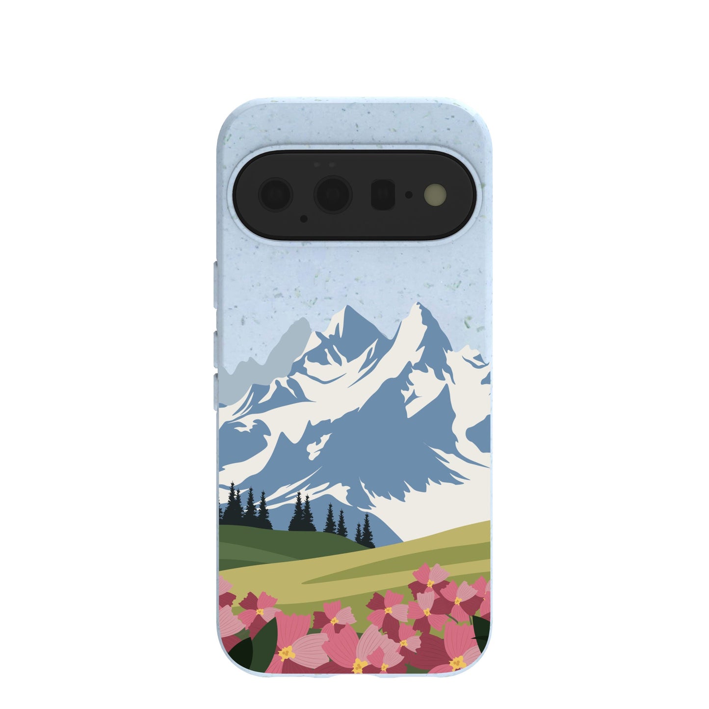 Powder Blue Mountains and Blooms Google Pixel 11 Case