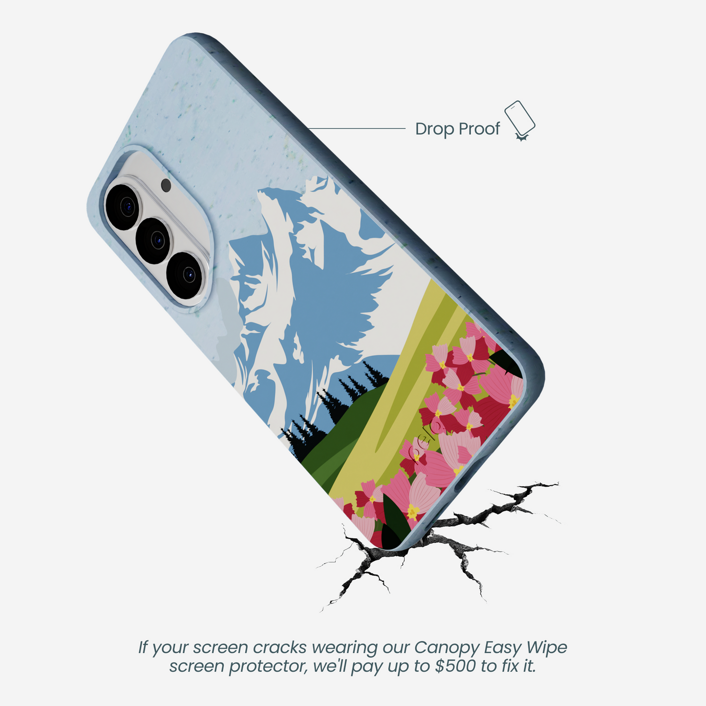 Powder Blue Mountains and Blooms Samsung Galaxy S26 Case