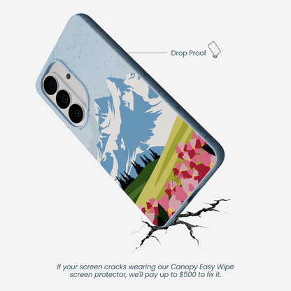 Powder Blue Mountains and Blooms Samsung Galaxy S26 Case