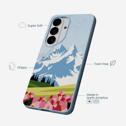 Powder Blue Mountains and Blooms Samsung Galaxy S26 Case