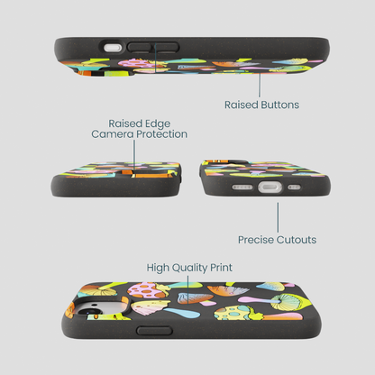 Black Mushroom Party iPhone 16e/17e Case