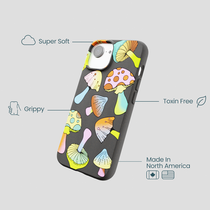 Black Mushroom Party iPhone 16e/17e Case