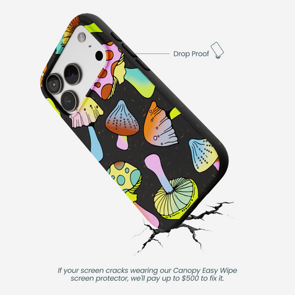 Black Mushroom Party iPhone 17 Pro Case