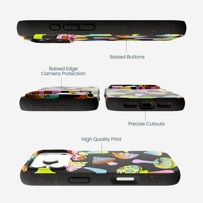 Black Mushroom Party iPhone 17 Pro Case