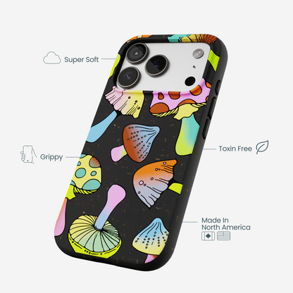 Black Mushroom Party iPhone 17 Pro Case