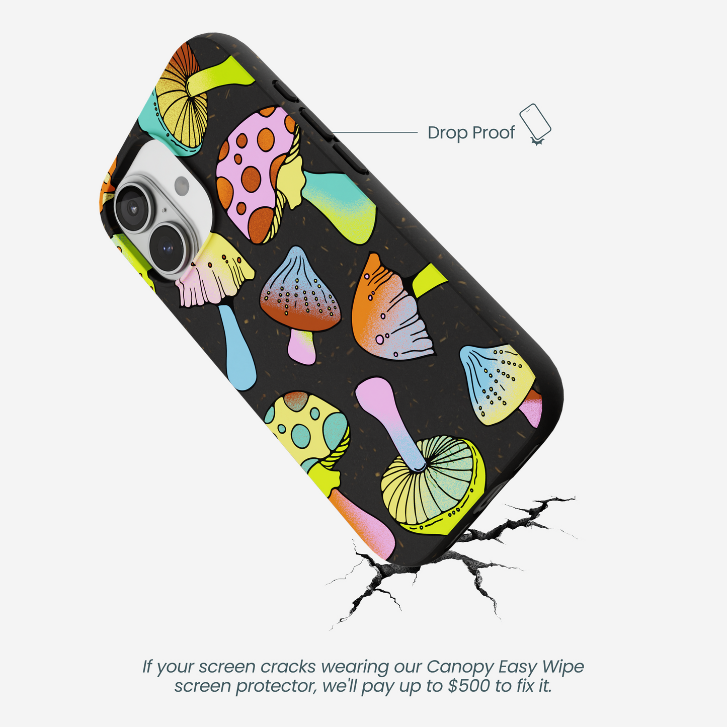 Black Mushroom Party iPhone 17 Case