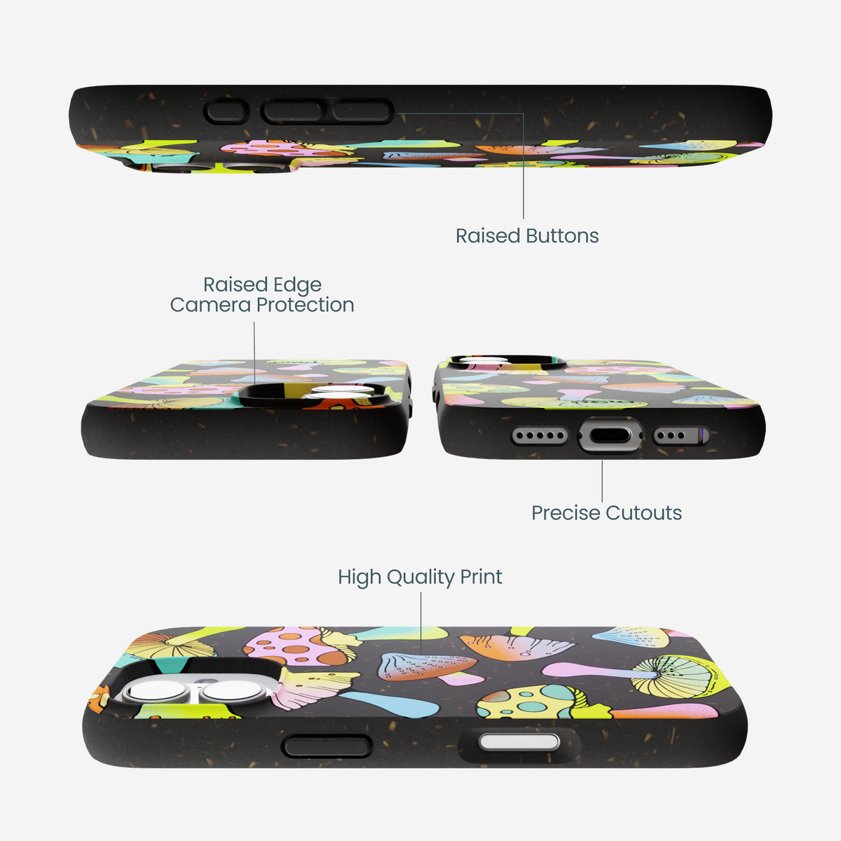 Black Mushroom Party iPhone 17 Case