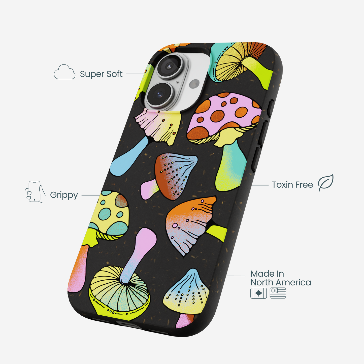 Black Mushroom Party iPhone 17 Case