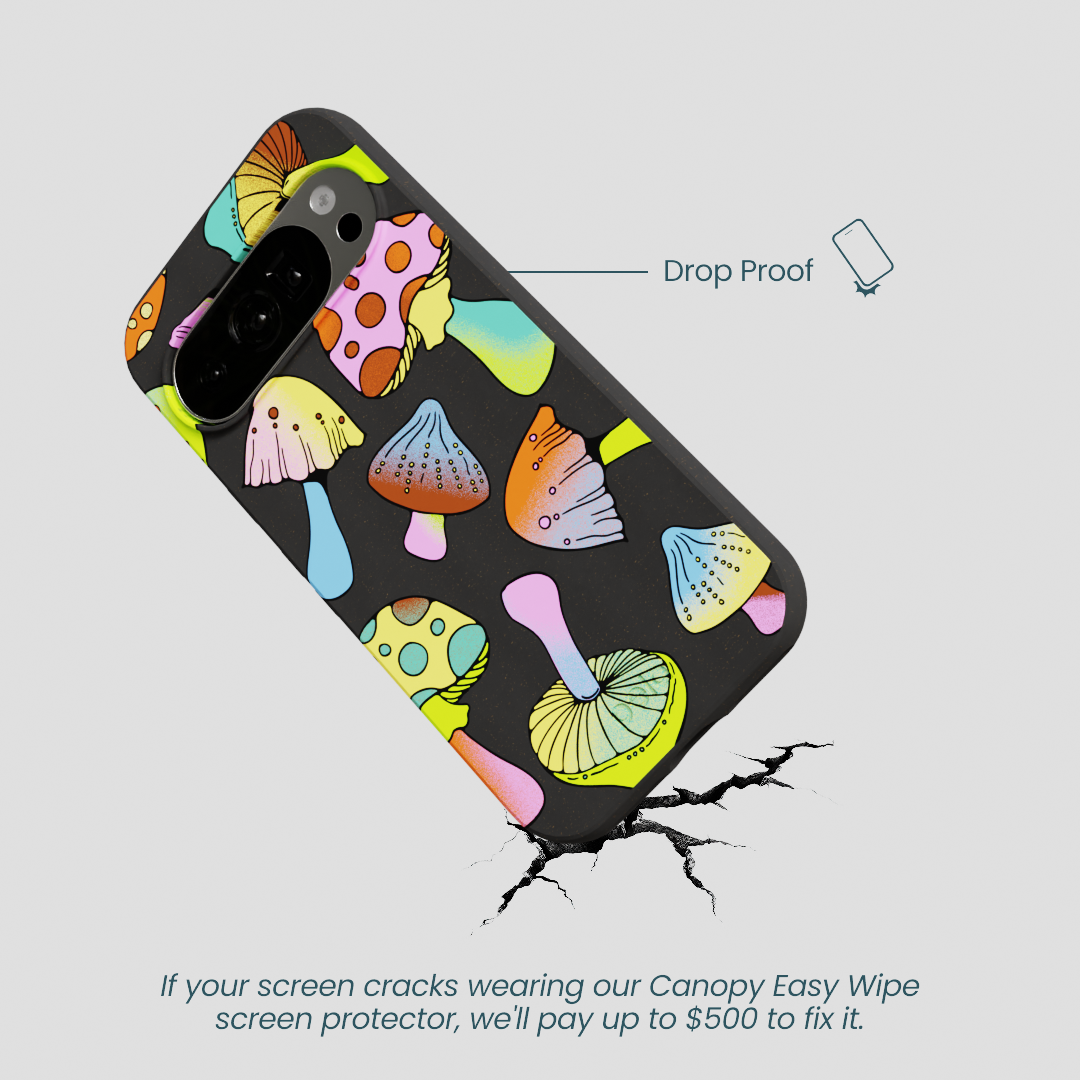 Black Mushroom Party Google Pixel 10/10 Pro Case