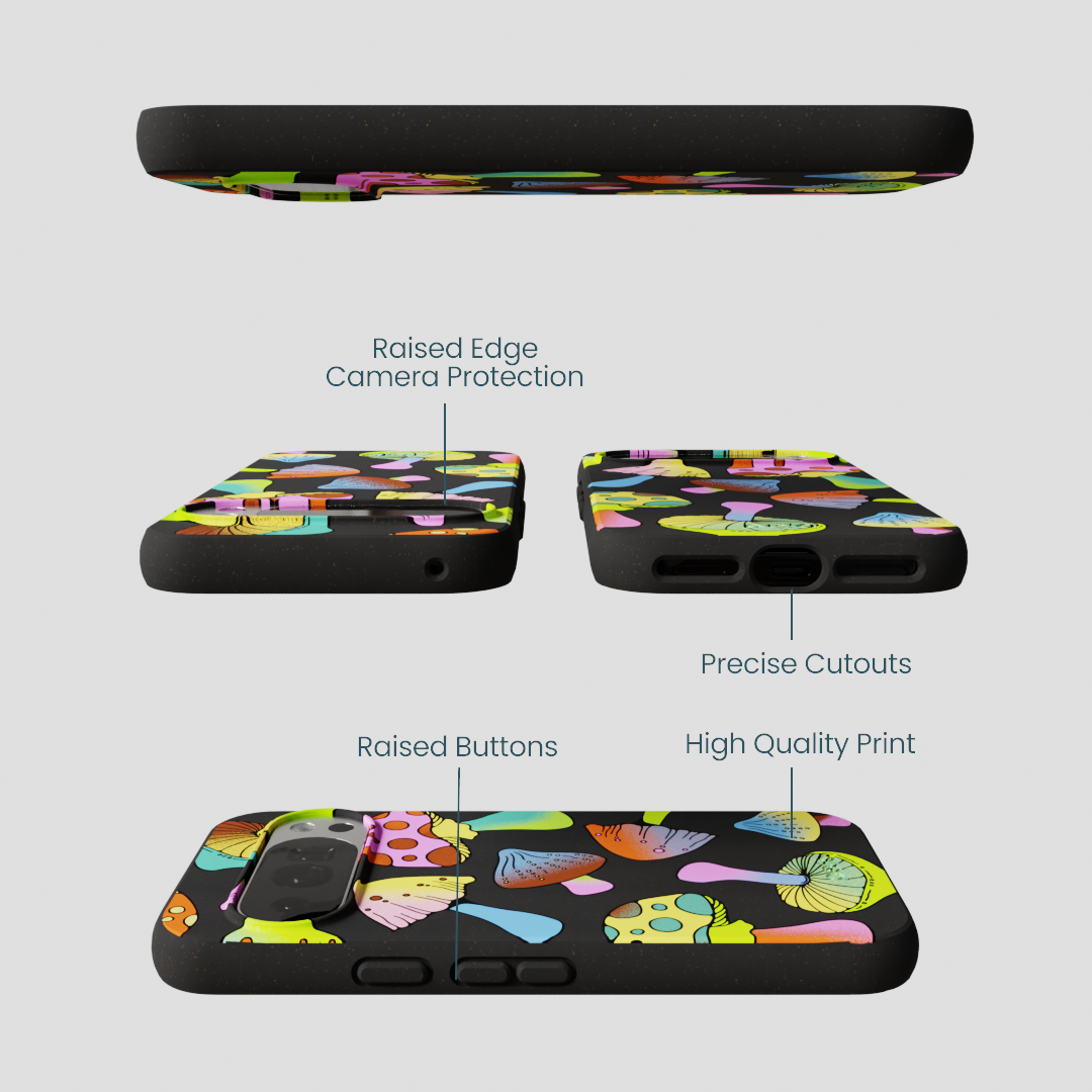 Black Mushroom Party Google Pixel 10/10 Pro Case