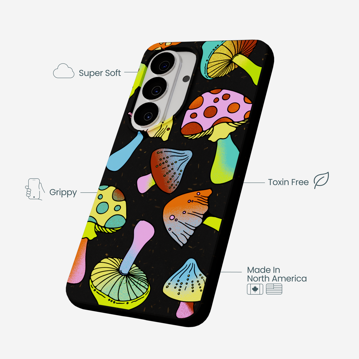 Black Mushroom Party Samsung Galaxy S26 Case