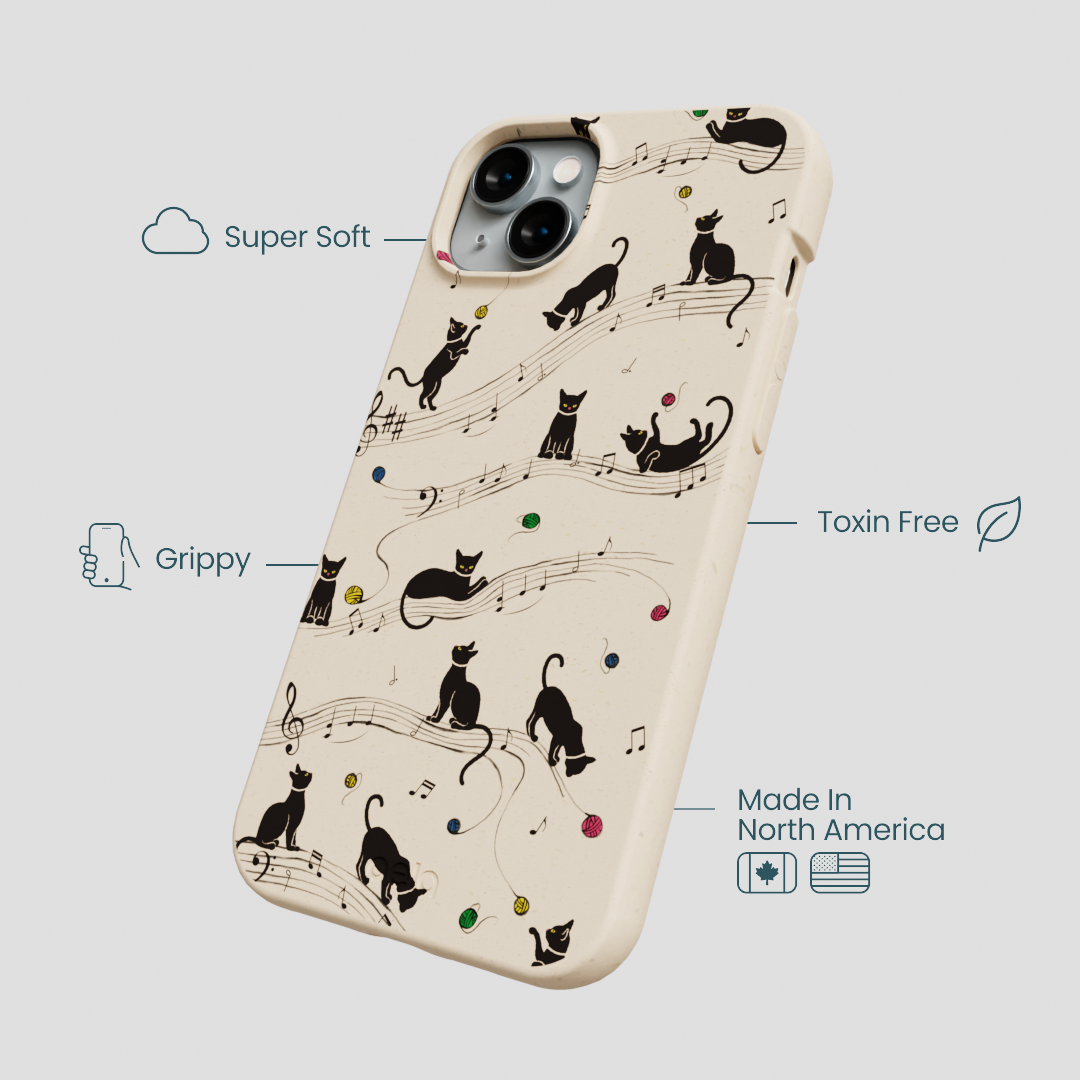 Seashell Music Kitties iPhone 15 Plus Case