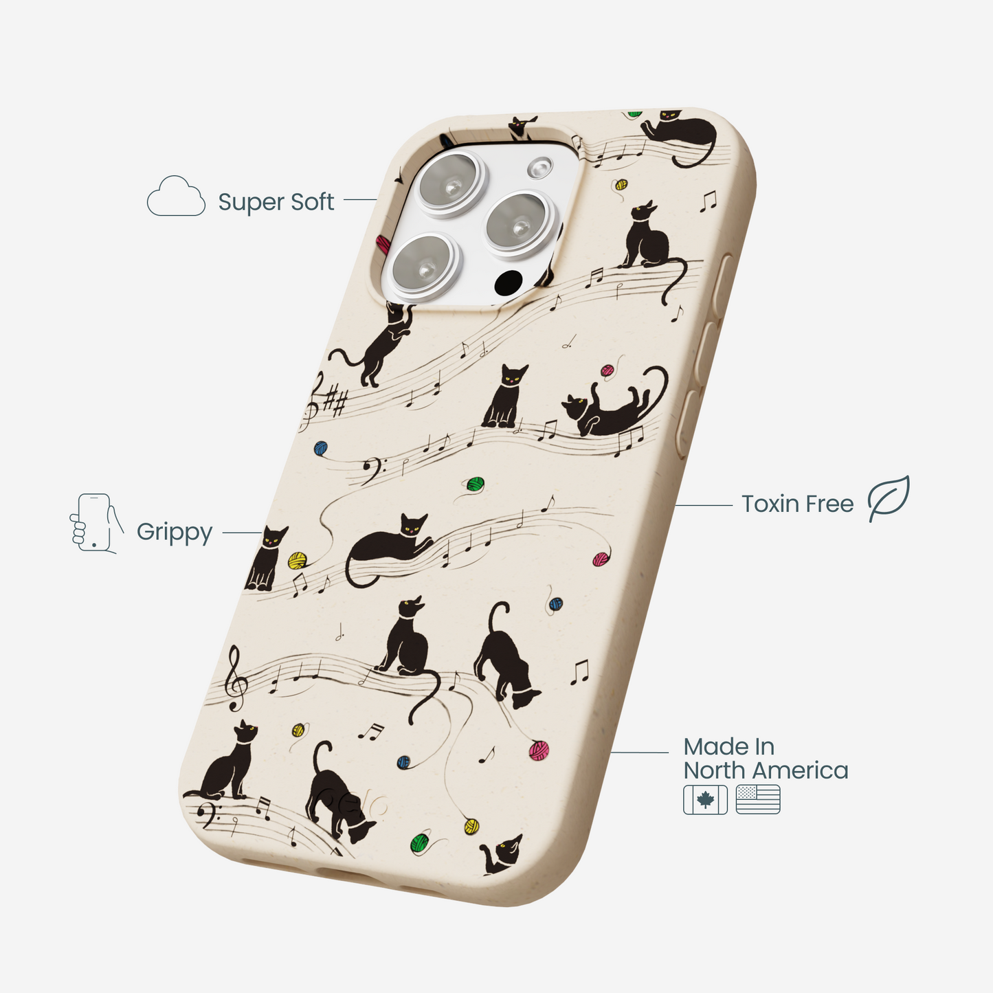 Seashell Music Kitties iPhone 16 Pro Max Case