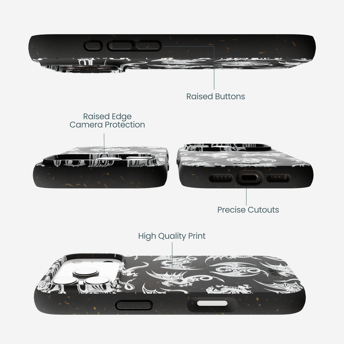 Black Mythical Dragons iPhone 17 Pro Case
