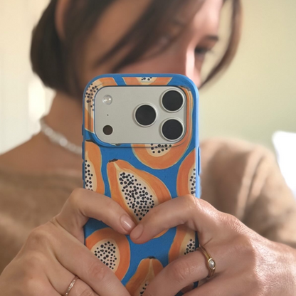 Electric Blue Juicy Papayas iPhone 17 Case
