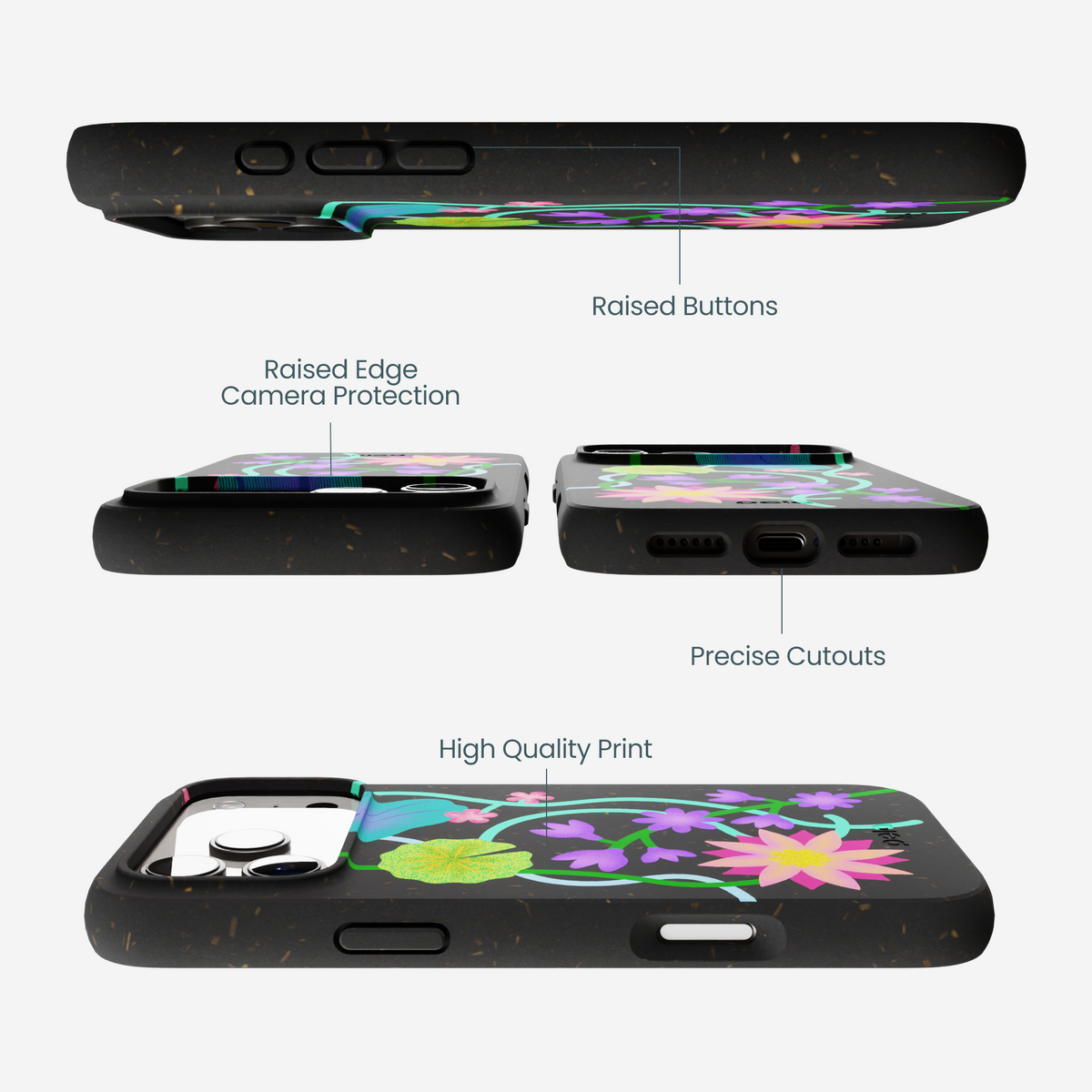 Black Neon Garden iPhone 17 Pro Max Case