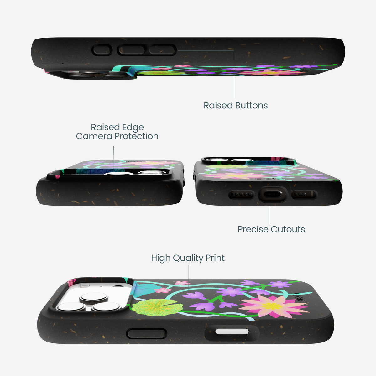 Black Neon Garden iPhone 17 Pro Case