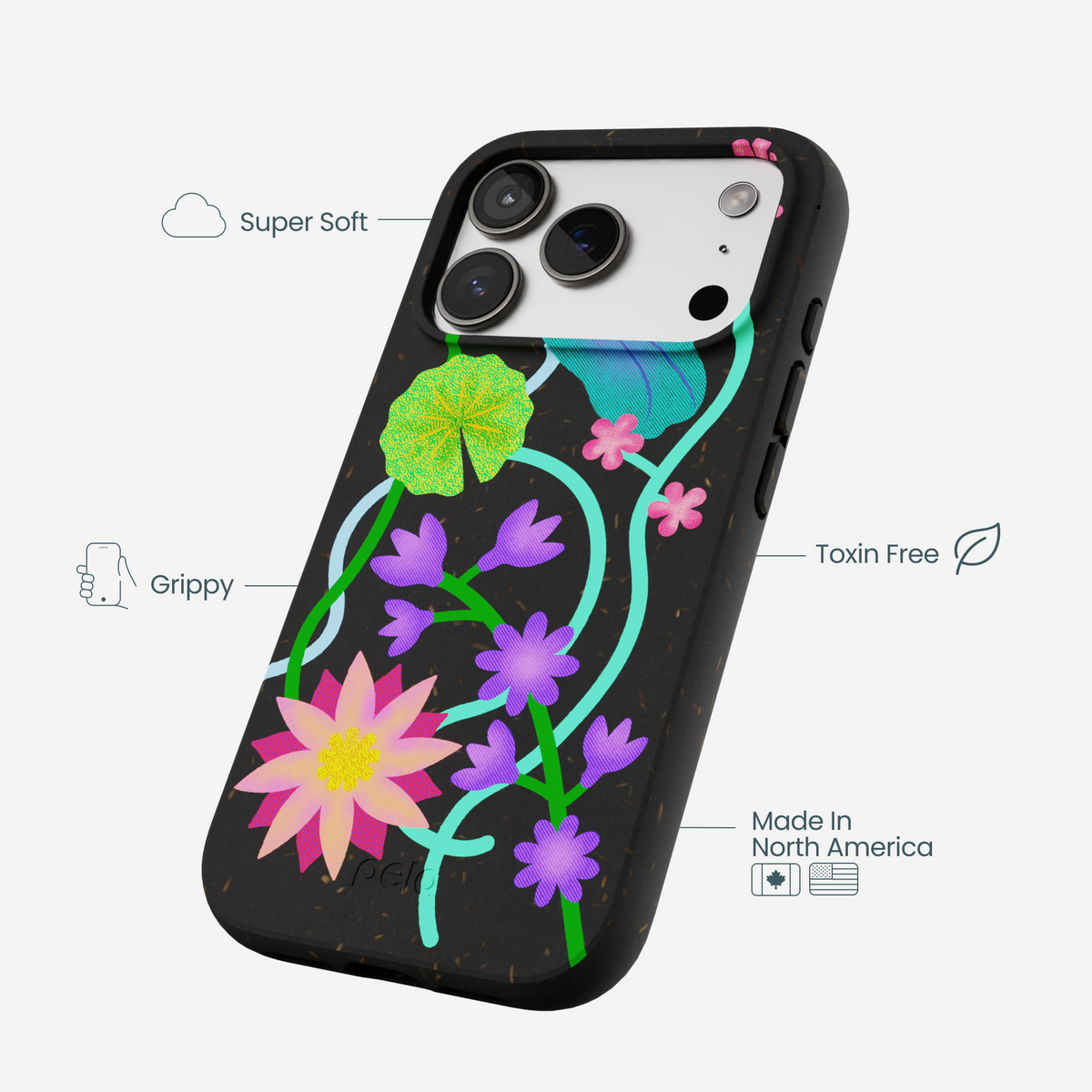Black Neon Garden iPhone 17 Pro Case