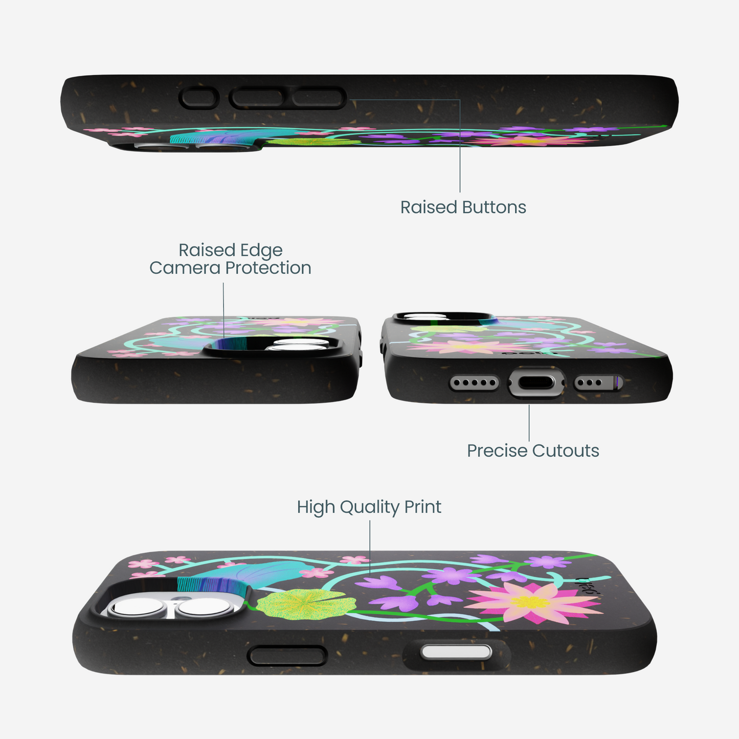 Black Neon Garden iPhone 17 Case