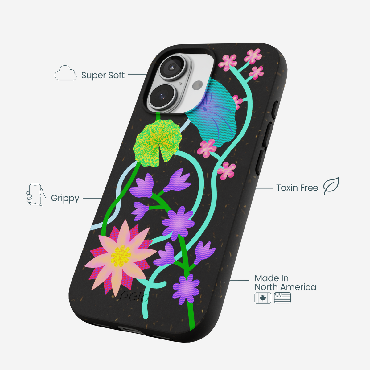 Black Neon Garden iPhone 17 Case