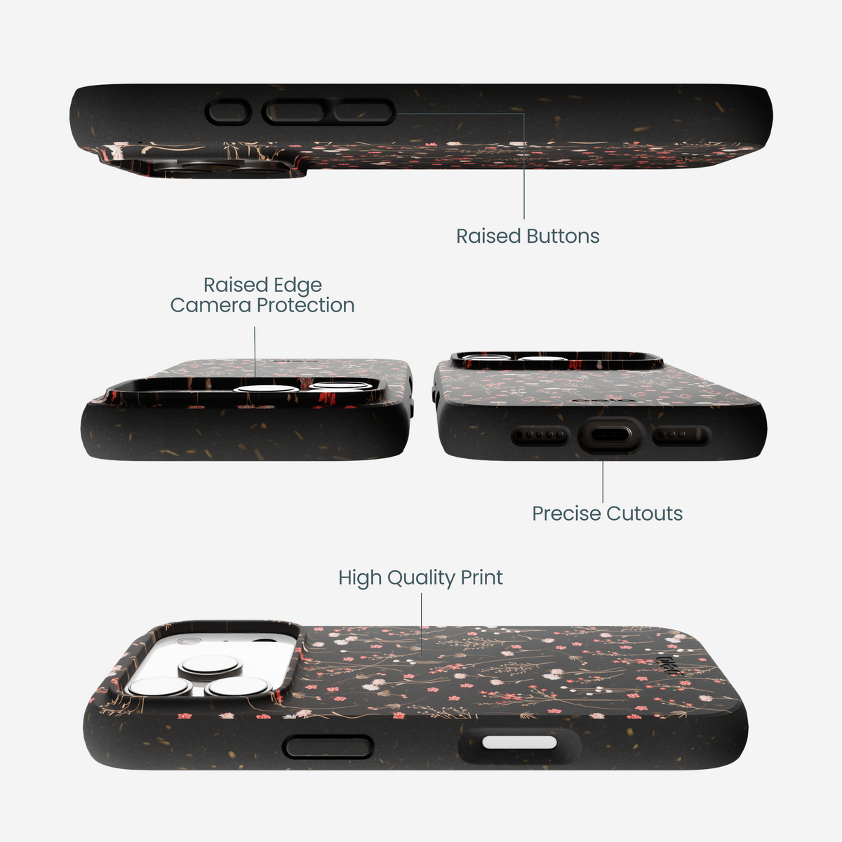 Black Night Garden iPhone 17 Pro Case