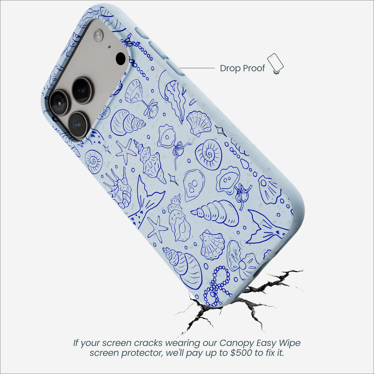 Powder Blue Ocean Charms iPhone 17 Pro Max Case
