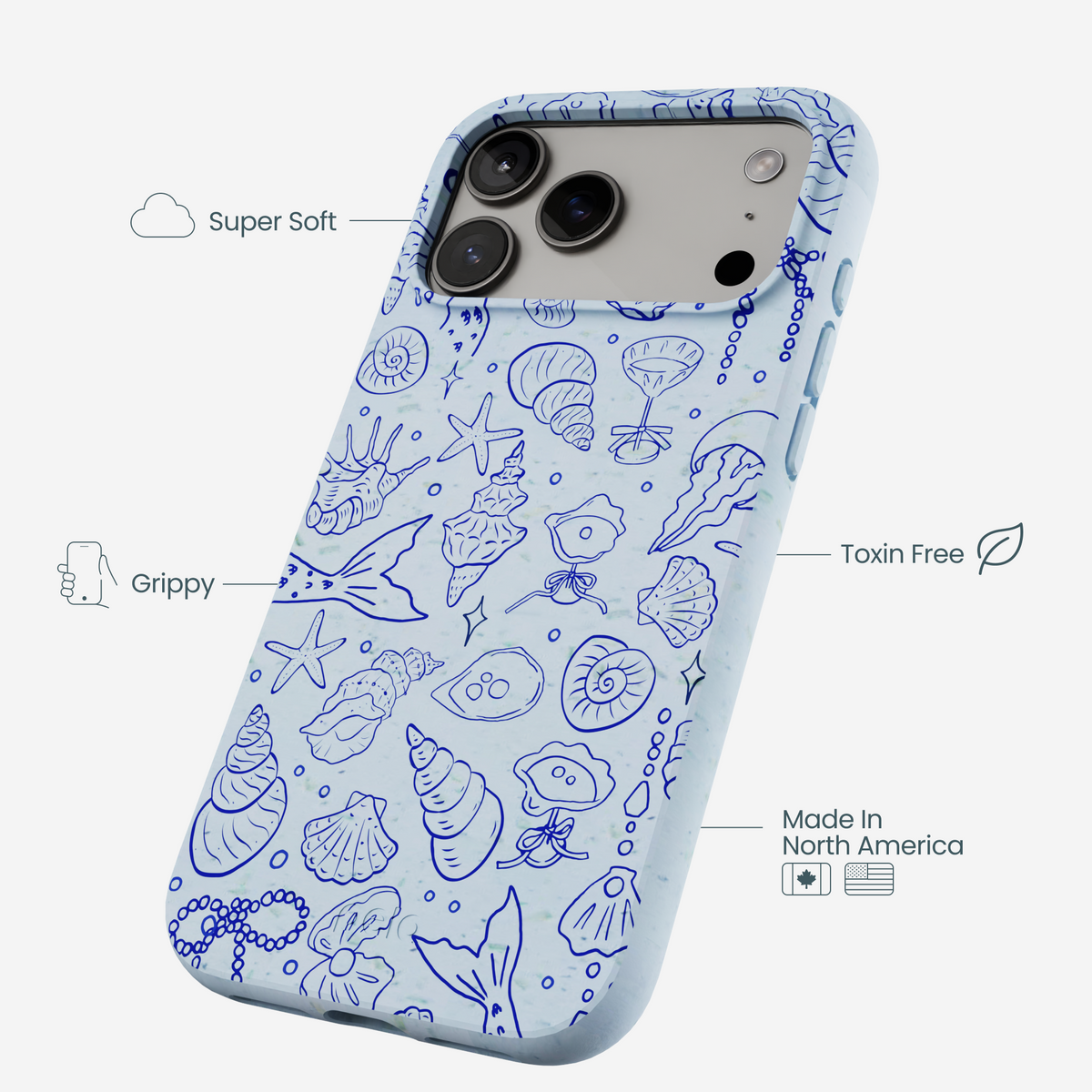 Powder Blue Ocean Charms iPhone 17 Pro Max Case