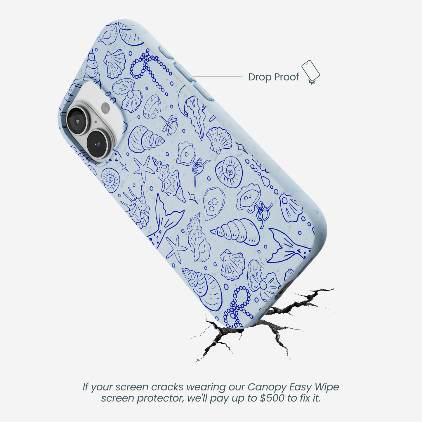 Powder Blue Ocean Charms iPhone 17 Case